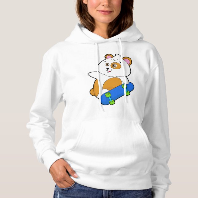 Hamster als Skater mit Skateboard Hoodie (Vorderseite)