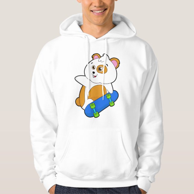 Hamster als Skater mit Skateboard Hoodie (Vorderseite)