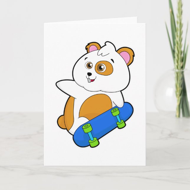 Hamster als Skater mit Skateboard Karte (Vorderseite)