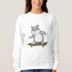 Hamster als Skater mit Skateboard Sweatshirt