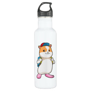 Hamster als Student mit Backpack & Cap Edelstahlflasche
