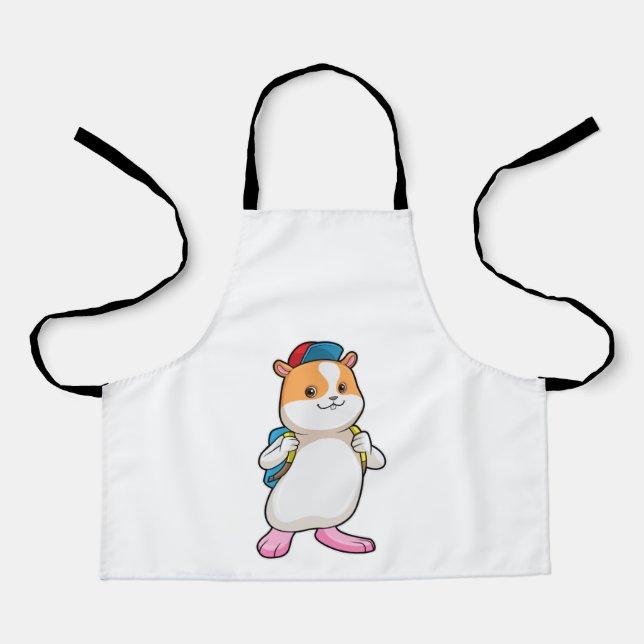 Hamster als Student mit Backpack & Cap Schürze (Vorderseite)