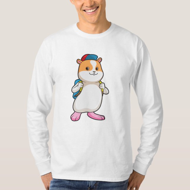 Hamster als Student mit Backpack & Cap T-Shirt (Vorderseite)