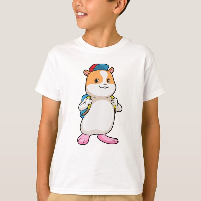 Hamster als Student mit Backpack & Cap T-Shirt (Vorderseite)