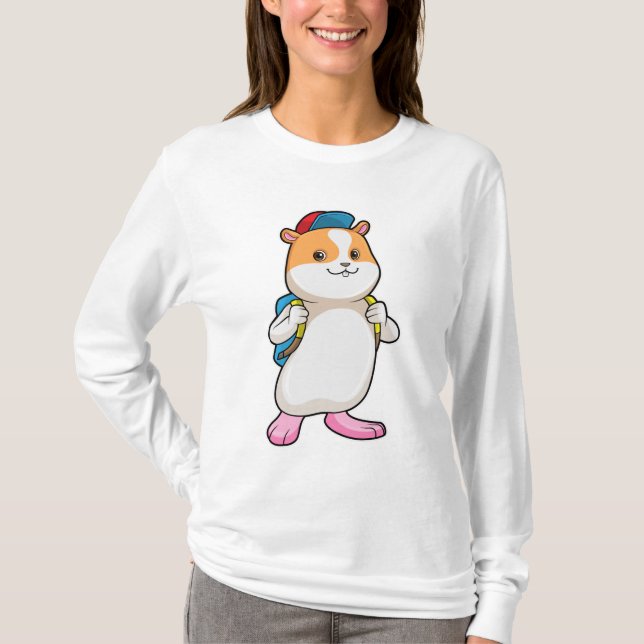Hamster als Student mit Backpack & Cap T-Shirt (Vorderseite)