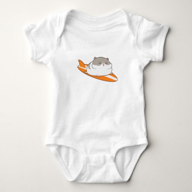 Hamster als Surfbrett Baby Strampler (Vorderseite)