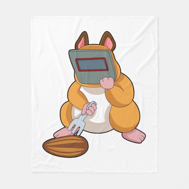 Hamster als Welder.PNG Fleecedecke (Vorderseite)