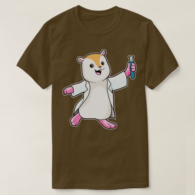 Hamster als Wissenschaftler mit Teströhrchen T-Shirt (Design vorne)