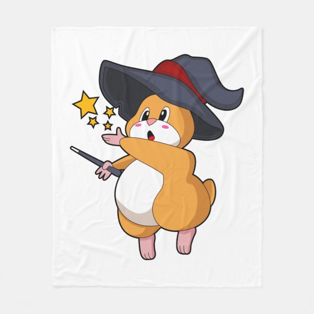 Hamster als Zauberer mit Zauberstab Fleecedecke (Vorderseite)