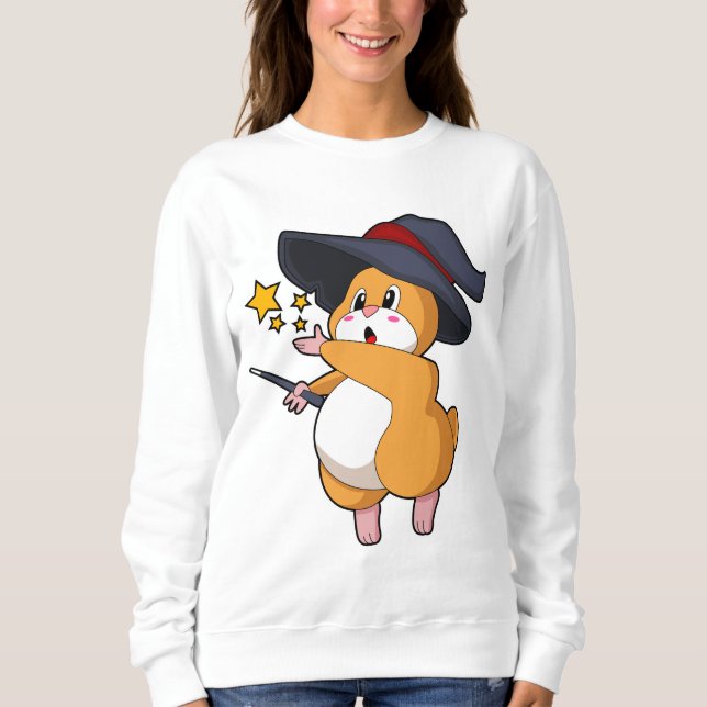 Hamster als Zauberer mit Zauberstab Sweatshirt (Vorderseite)
