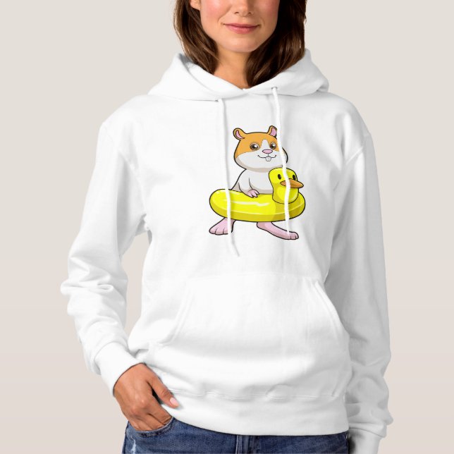 Hamster am Strand mit Duck als Swim-Ring Hoodie (Vorderseite)