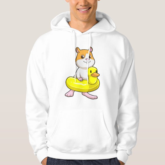 Hamster am Strand mit Duck als Swim-Ring Hoodie (Vorderseite)