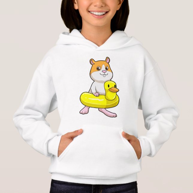 Hamster am Strand mit Duck als Swim-Ring Hoodie (Vorderseite)