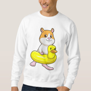 Hamster am Strand mit Duck als Swim-Ring Sweatshirt