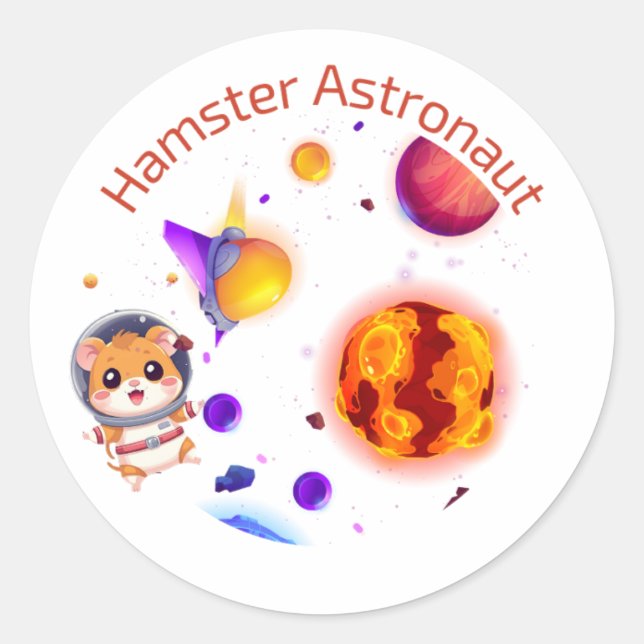 Hamster Astronaut - Funny Space Explorer Design Runder Aufkleber (Vorderseite)