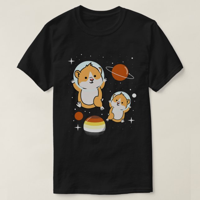 Hamster Astronaut Gay Bear Pride T-Shirt (Design vorne)