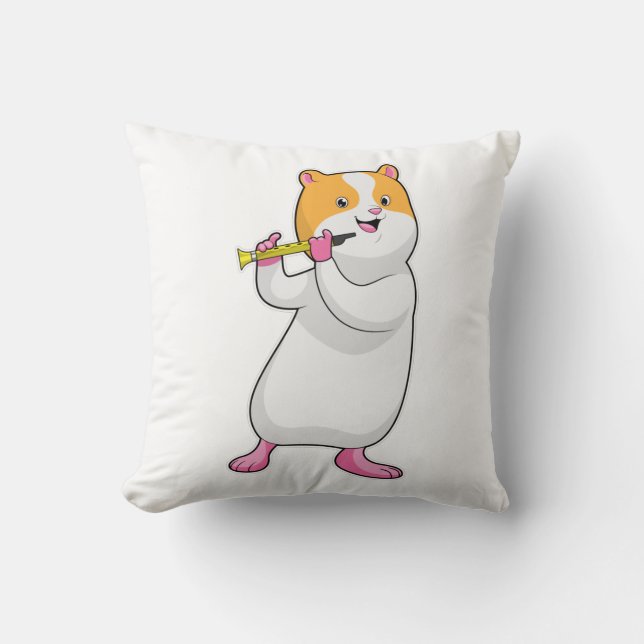 Hamster at Music with Flute Kissen (Vorderseite)