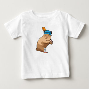 Hamster auf Cricket mit Cricket-Schläger Baby T-shirt