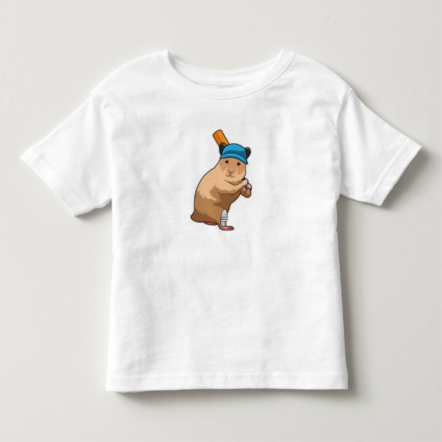 Hamster auf Cricket mit Cricket-Schläger Kleinkind T-shirt (Vorderseite)