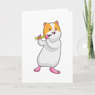 Hamster bei Musik mit Flöte Karte
