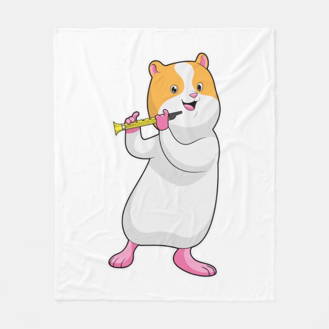 Hamster bei Musik mit Flute Fleecedecke (Vorderseite)