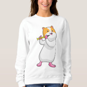 Hamster bei Musik mit Flute Sweatshirt