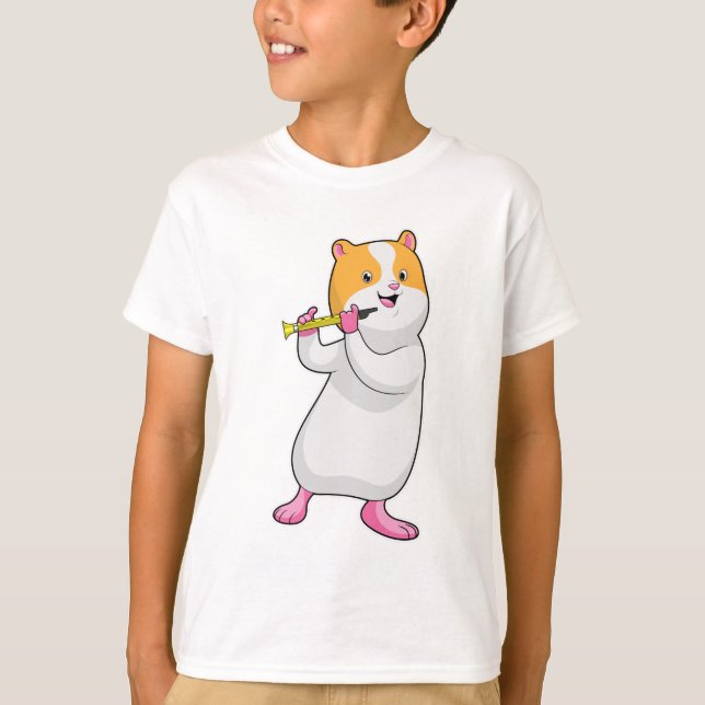 Hamster bei Musik mit Flute T-Shirt (Vorderseite)