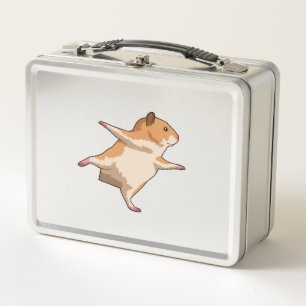 Hamster bei Yoga Stretching Legs Metall Brotdose