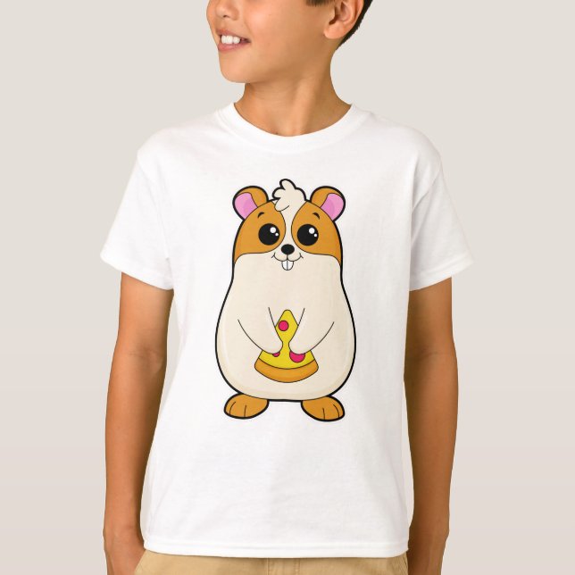 Hamster beim Essen von Pizza T-Shirt (Vorderseite)