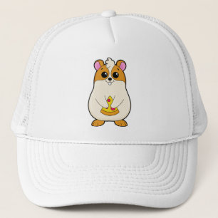 Hamster beim Essen von Pizza Truckerkappe