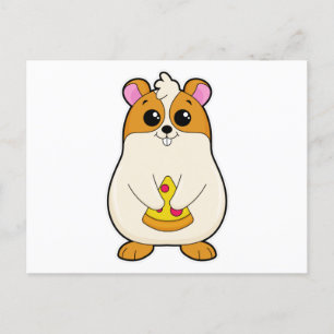 Hamster beim Pizzaessen Postkarte