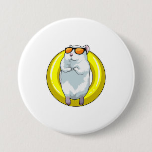 Hamster beim Schwimmen mit Schwimmring Button