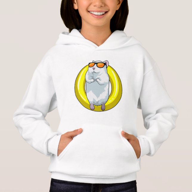 Hamster beim Schwimmen mit Schwimmring Hoodie (Vorderseite)