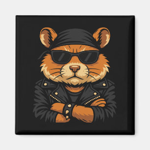 Hamster Biker Fahrer Lederjacke Attitüde Magnet