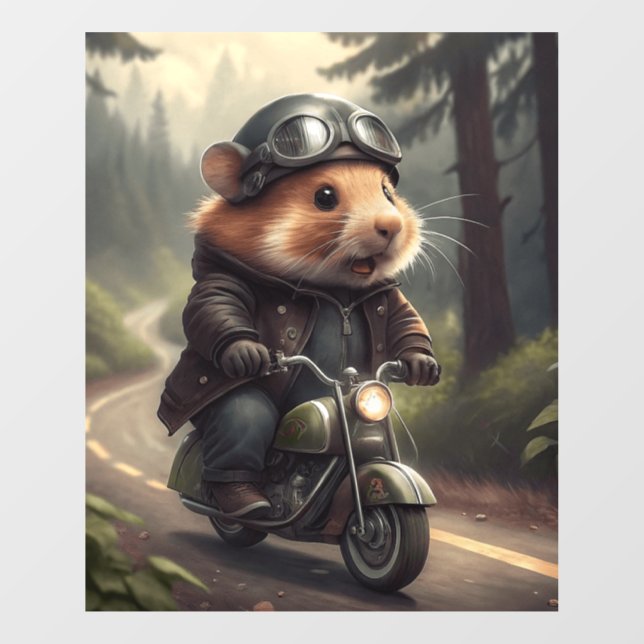 Hamster Biker Fensteraufkleber (Blatt)