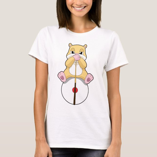 Hamster Billard Queue Sport T-Shirt (Vorderseite)