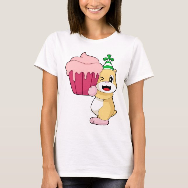 Hamster Birthday Cupcake T-Shirt (Vorderseite)