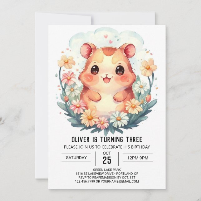 Hamster Birthday Festive Magic Einladung (Vorderseite)