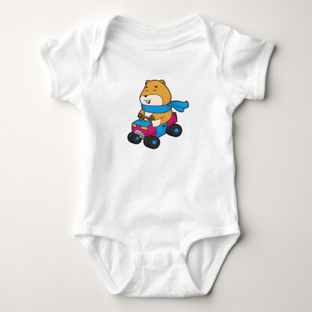 Hamster Car Baby Strampler (Vorderseite)