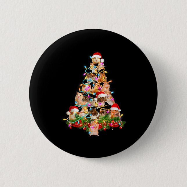 Hamster Christmas Tree Led Funny Hamster Snow Chir Button (Vorderseite)