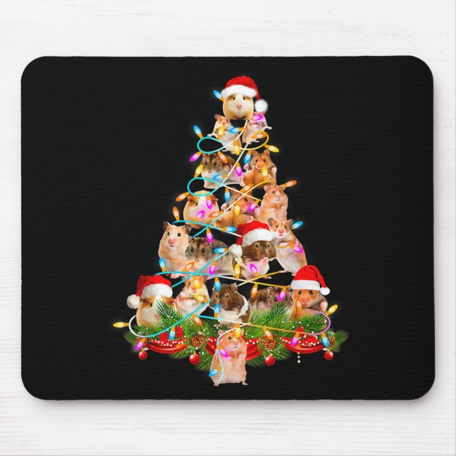 Hamster Christmas Tree Led Funny Hamster Snow Chir Mousepad (Vorne)