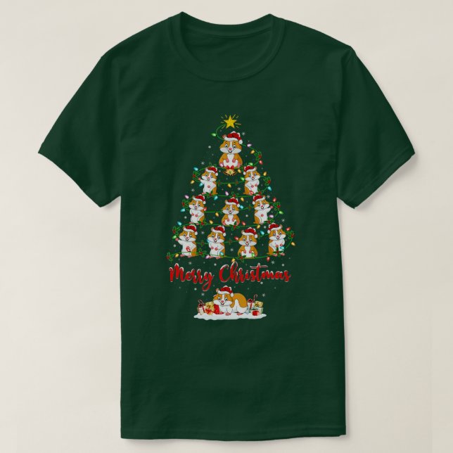 Hamster Christmas Tree Lights Funny Hamster Xmas T T-Shirt (Design vorne)