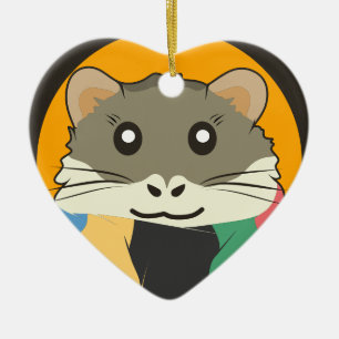 Hamster 🐹 das unartige Tier mit gestreiftem Schal Keramik Ornament