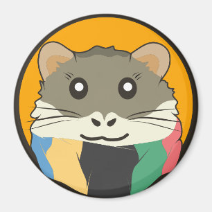 Hamster 🐹 das unartige Tier mit gestreiftem Schal Magnet