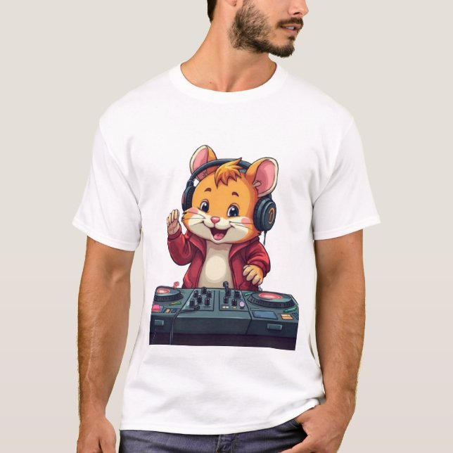 Hamster DJ Vibes - Fun Music Animal Shirt (Vorderseite)