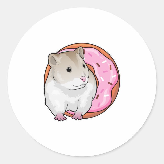 Hamster Donut Runder Aufkleber (Vorderseite)