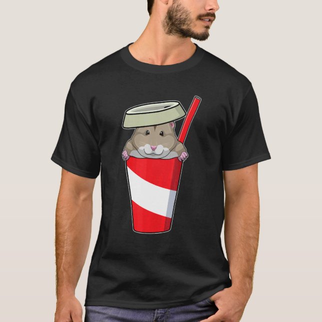 Hamster Drink Cup Straw T-Shirt (Vorderseite)