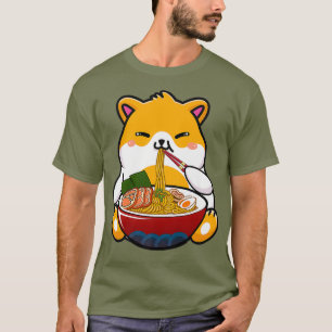 Hamster Eating Ramen Noodle Funny Japanese Anime T-Shirt