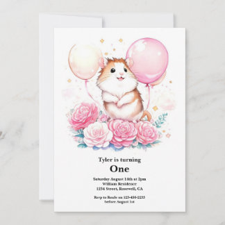 Hamster Einladung zum ersten Geburtstag