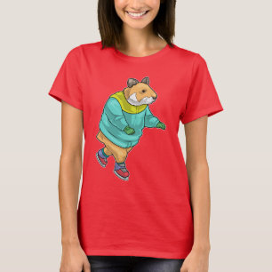 Hamster Eislaufen Schlittschuhe T-Shirt